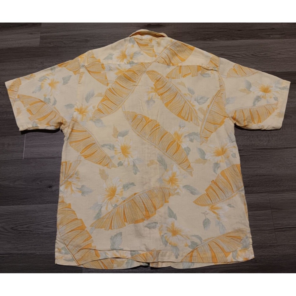 Tommy Bahama Men's Yellow Banana Leaf 100% Linen Hawaiian Shirt‎ Size Medium - Picture 5 of 5